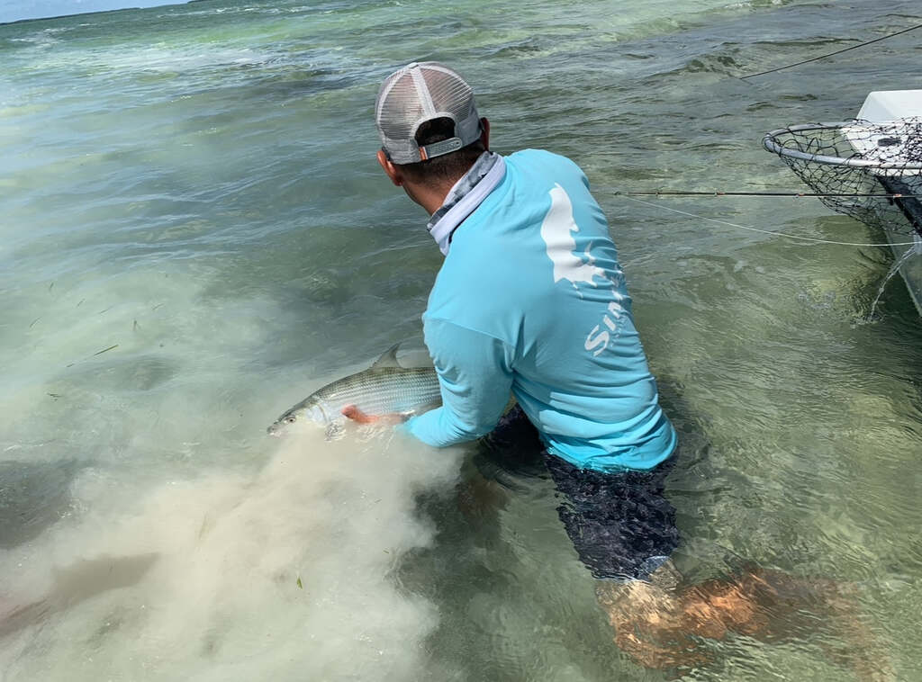  Pulling out catch from water