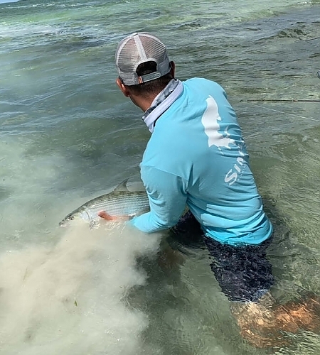  Pulling out catch from water